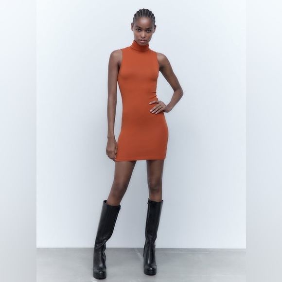 Orange Zara Fall Turtleneck Dress - Picture 2 of 2